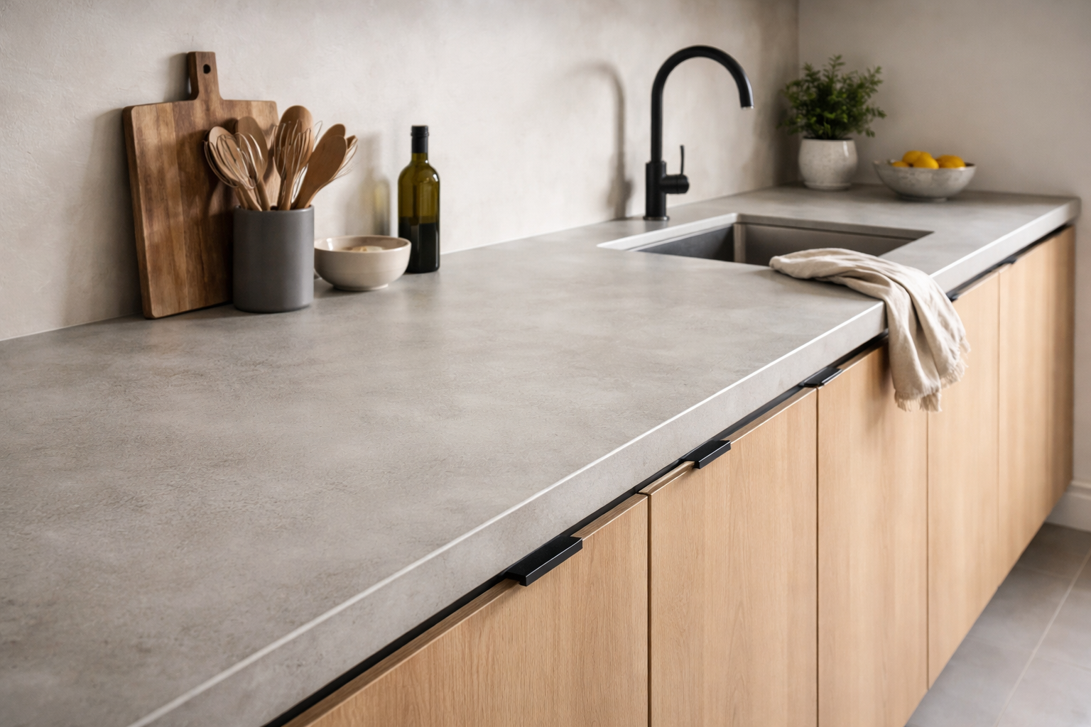 Mikrocement na blacie kuchennym - trwałe i efektowne rozwiązanie